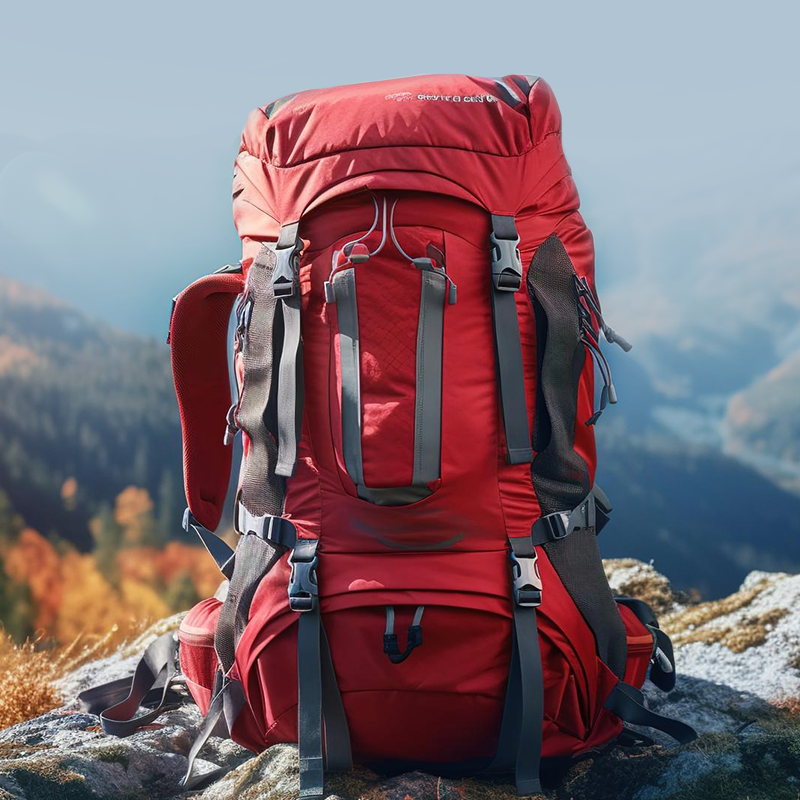 A backpack on a rock top with GPS Tracker inside it