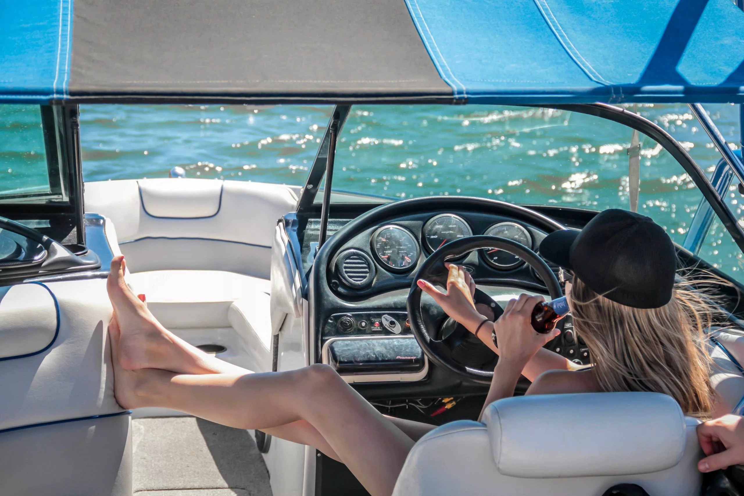 women driving with Boat GPS Tracker