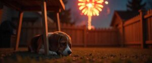 dog in fireworks